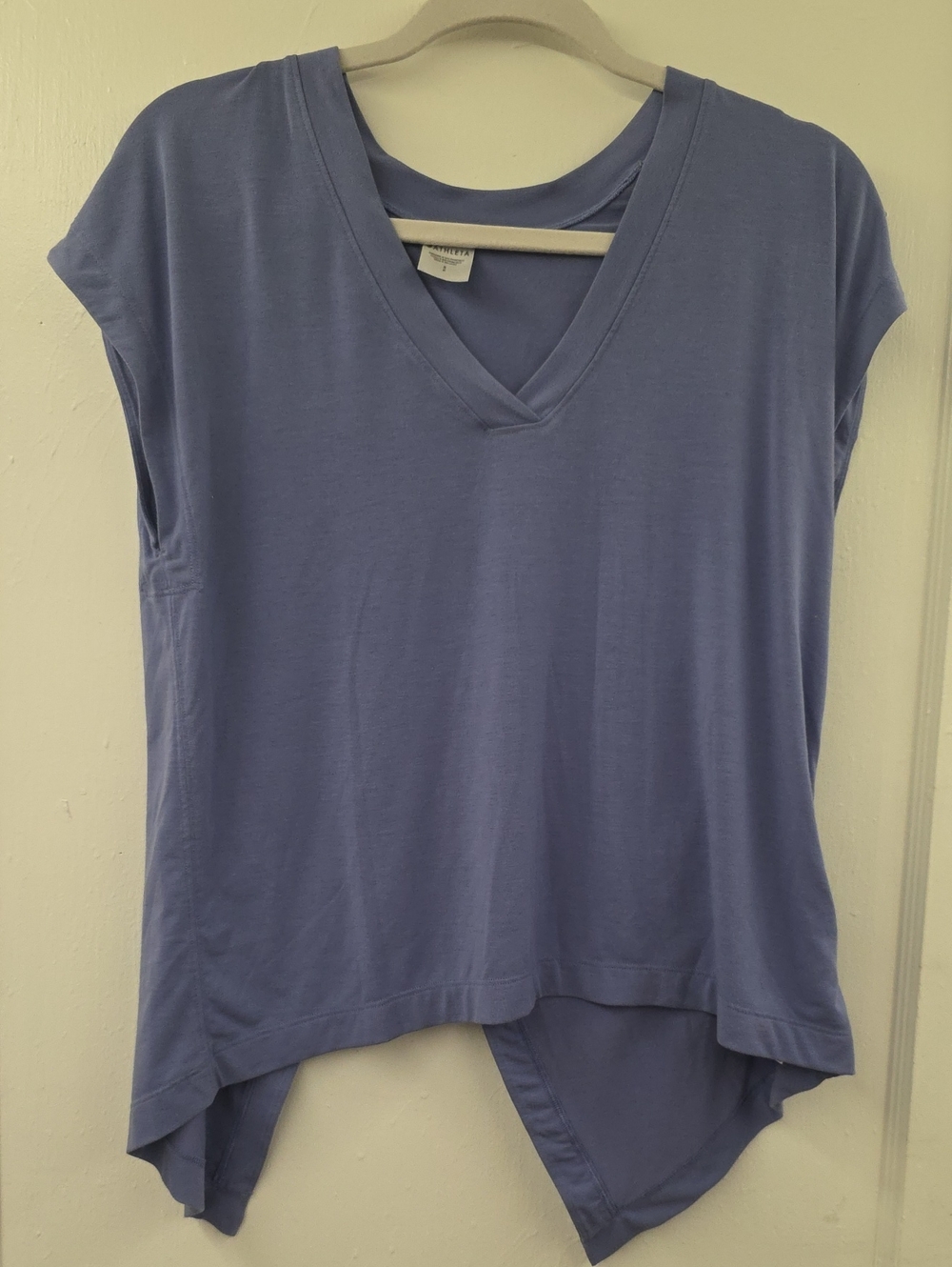 Athleta Explore Tee Open Back V Neck Top Blue Small